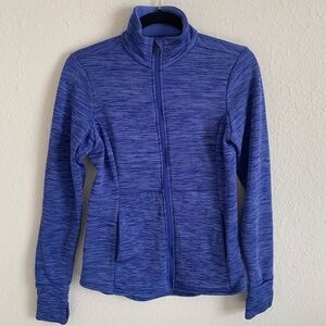 Tek Gear DryTEK Women's M Fleece Full Zip Running Jacket Thumb Holes Indigo Blue